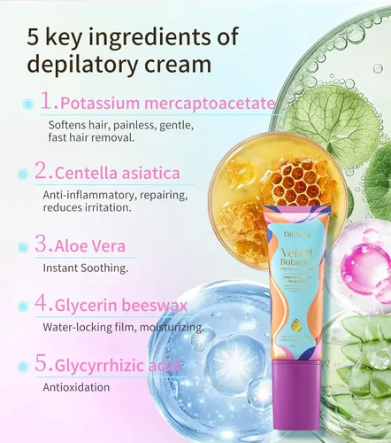 Miniatura 7 de Crema depilatoria para hombres y mujeres, crema depilatoria sin dolor con gel calmante para la piel para áreas privadas, brazos, piernas, vello
