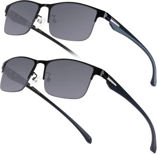 Miniatura 13 de SKYOAK Gafas de lectura bifocales de visión nocturna premium para hombres, lentes ligeros TR90, metal en las patillas, media montura, antirreflejos
