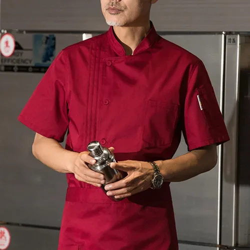 Miniatura 2 de Unisex Chef Jacket Classic Short Sleeve Chef Uniform Pocket Hotel Kitchen Restaurant Working Summer Chef Coat