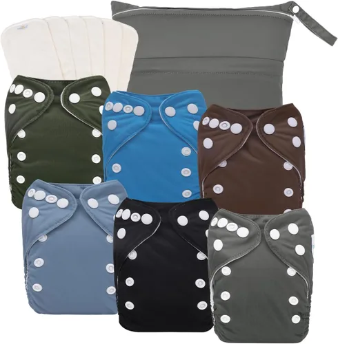 Miniatura 10 de babygoal Pañales de tela grandes, paquete de 13 para niños de 3 a 5 años, fundas de pañales de tela, paquete de 6 con 6 insertos y bolsa