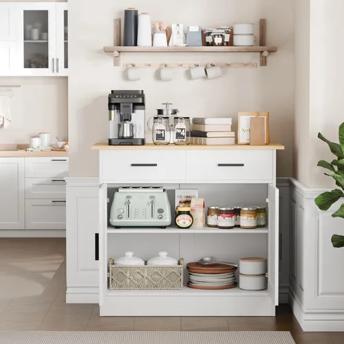 Miniatura 5 de Gabinete de buffet con almacenamiento – Buffets y aparadores Armario de almacenamiento de cocina, mesa consola de madera mesa de café bar armarios