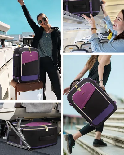 Miniatura 7 de Mochila de viaje LOVEVOOK para mujeres, mochila de 40L para llevar en el avión, Púrpura, negro