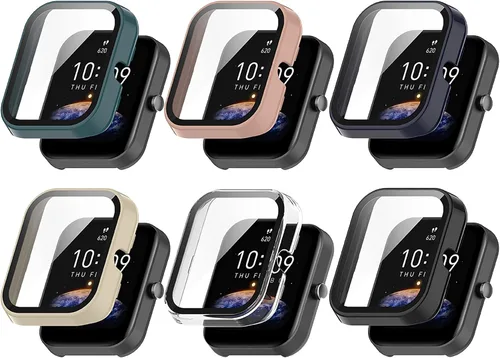 Miniatura 10 de FitTurn Compatible con Amazfit Bip 3 Pro - Funda protectora de pantalla de repuesto para PC, delgada, cobertura completa, 3D, protector de pantalla