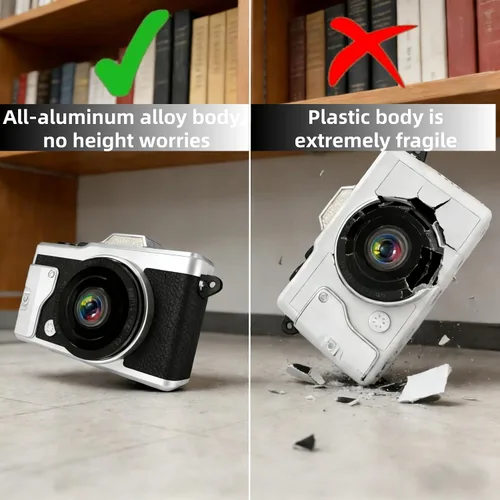 Miniatura 3 de Mini cámara digital con llavero, material de aleación de aluminio FHD de 5 MP, pequeñas cámaras retro portátiles, grabadora de video de bolsillo