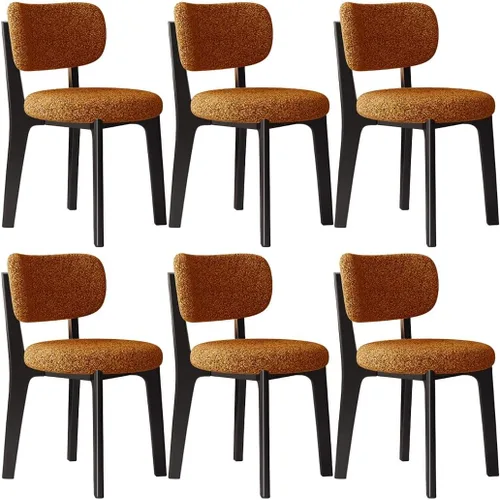 Miniatura 61 de YVYKFZD Solid Wood Dining Chairs, Fabric Dining Room Chair Set of 2/4/6, Upholstered Kitchen Chairs with Curved Backrest, Armless Living Room Chair