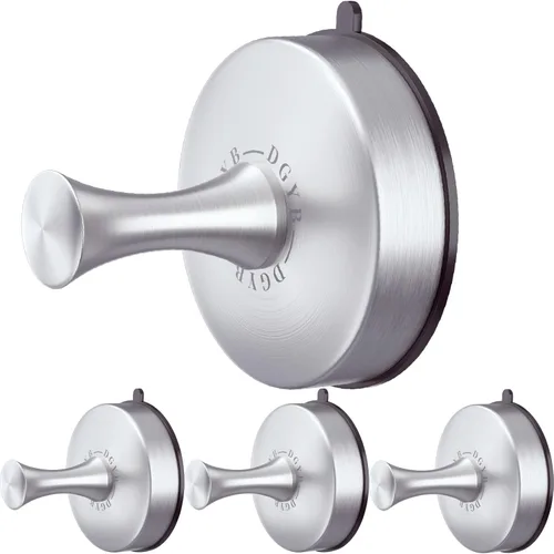 Miniatura 10 de DGYB Ganchos de ventosa para ducha, juego de 4 ganchos extraíbles de acero inoxidable para toallas de baño, ventana de vidrio, puerta, pared y Juego