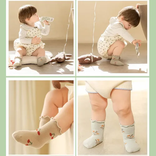 Miniatura 5 de Calcetines largos de algodón con volantes para niña pequeña
