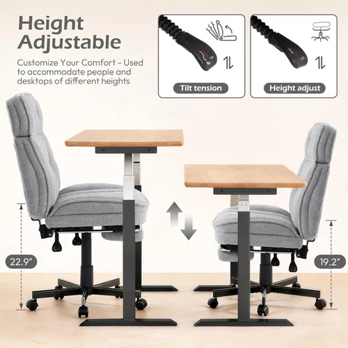Miniatura 8 de Silla cruzada con ruedas, sillas de escritorio de oficina en casa con reposapiés, cómoda silla giratoria de maquillaje para tocador, silla