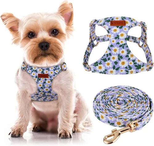 Miniatura 12 de CHEDE Arnés para Perro sin Tirones con Patrón Floral - Arnés para Perro Ligero y Suave, Arnés Ajustable para Perros Pequeños y Juego de Correa