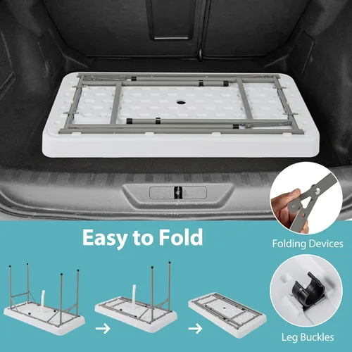 Miniatura 8 de Giantex Mesa enfriadora de hielo plegable, mesa de barra fría para exteriores de 46 pulgadas con drenaje, cubo plegable y falda extraíble a juego
