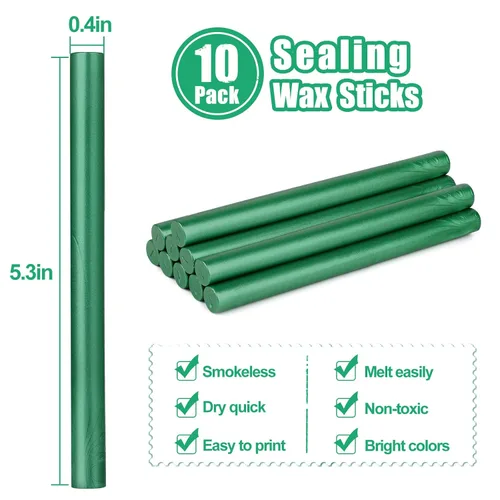 Miniatura 2 de SHOWIN Varillas de cera de sellado para pistola de pegamento para sello de cera, verde oscuro metálico, ideal para invitaciones de boda, sobres