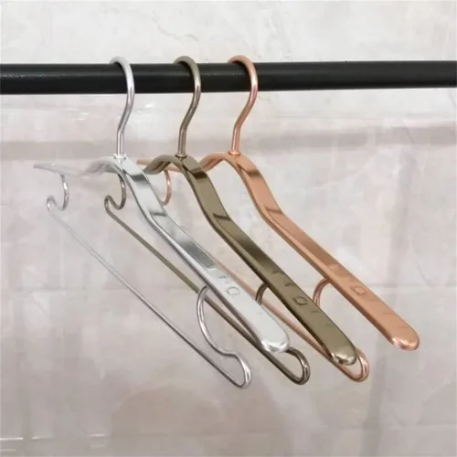 Miniatura 3 de 5pcs Metal Clothing Hanger Aluminum Alloy Thicken Winter Coat Hanging Rack Space Saver Storage Clothes Hangers(Champagne)