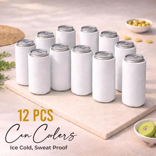Miniatura 7 de Slim - Paquete de 12 fundas enfriadoras de latas con aislamiento de neopreno en blanco para latas de cerveza y refrescos delgados de 12 onzas