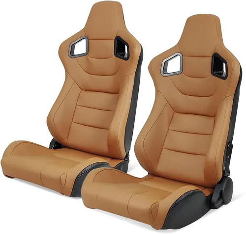 Miniatura 9 de IKON MOTORSPORTS, Asiento universal de carreras PU + cuero de carbono + gamuza, con deslizadores dobles, asiento deportivo reclinable negro