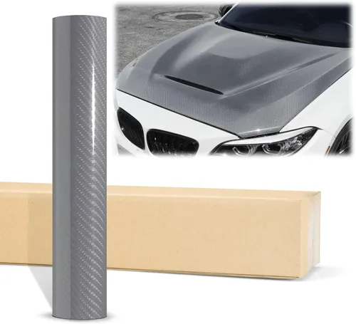 Miniatura 34 de EZAUTOWRAP - Adhesivo revestidor de vinilo muy brillante de fibra de carbono 7D prémium con juego de herramientas, lámina de calcomanía con Gris
