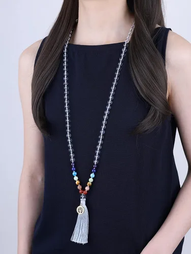 Miniatura 2 de COAI Collar Mala de piedra anudada a mano con 108 cuentas