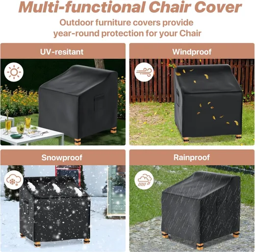 Miniatura 5 de Likorlove Fundas Impermeables para Sillas de Patio – 29" An x 30" Pr x 30" Al, Fundas 600D Resistentes para Muebles de Exterior para Sillas