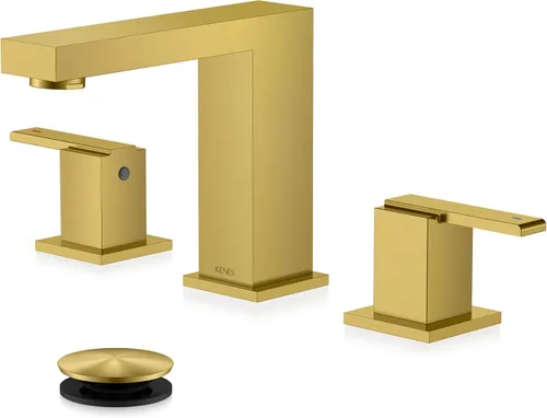 Miniatura 16 de KENES Grifo de Baño Extendido Negro Mate de Dos Manijas, Grifos de Lavabo de Baño Negro de 3 Orificios, 8 Pulgadas, Grifo de Tocador de Baño de 3