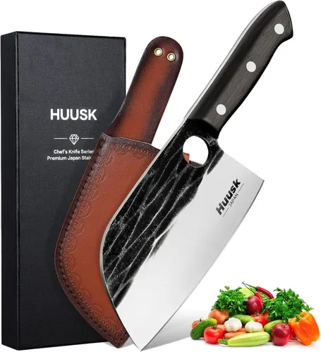 Miniatura 15 de Huusk Cuchillo Vikingo con Vaina Cuchillos para Deshuesar para Cortar Carne, Cuchillos Cavernícola Ultimo Forjados a Mano de Espiga Completa