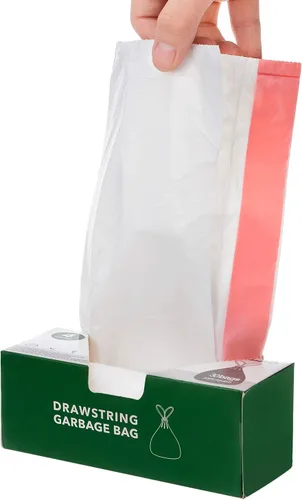 Miniatura 4 de Magesh Bolsas de basura pequeñas con cordón de 4 galones, 30 unidades, color blanco