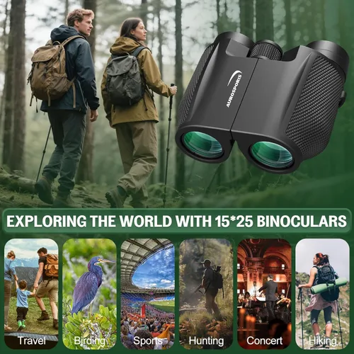 Miniatura 7 de Aurosports - Binoculares compactos de 12x32 para adultos y niños, prismáticos pequeños para observación de aves, de alta potencia, fácil enfoque