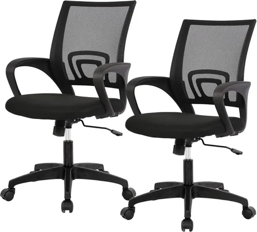 Miniatura 21 de BestOffice Silla de Oficina Ergonómica de Malla para Escritorio, Silla de Computadora Ejecutiva con Soporte Lumbar, Reposabrazos, Giratoria, Negro