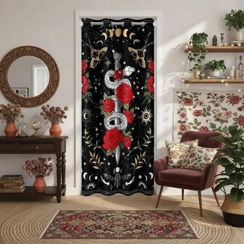 Miniatura 48 de Castle Fairy Cortina con estampado de piel de vaca para jóvenes adultos, diseño abstracto de piel de vaca blanca y granate, cortina opaca