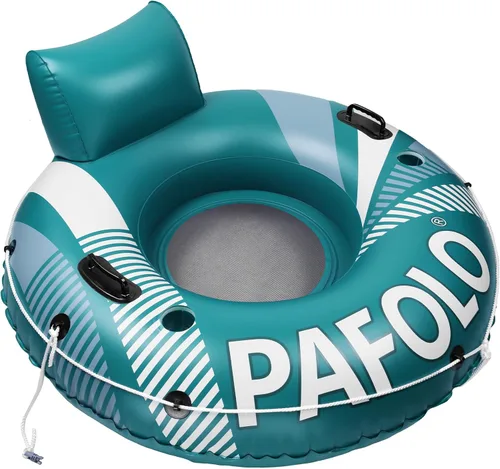 Pool Float Adult, Inflatable River Tube Float, River Tubes for Floating Heavy Duty with Mesh Bottom, Comfortable Backrest & 2 Cup Holders & Durable