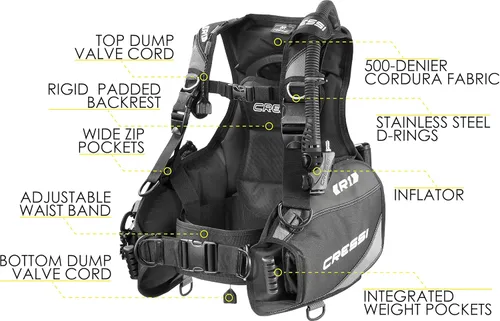Miniatura 2 de Cressi Paquete de equipo esencial de buceo completo con R1 BCD - Ordenador de buceo Donatello C2 - Juego de regulador compacto AC2 totalmente