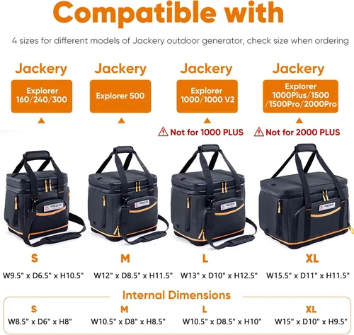 Miniatura 9 de Bolsa de transporte de doble capa para Jackery Explorer 300/240/160 – Bolsa de almacenamiento portátil para estación de energía con fondo moldeado