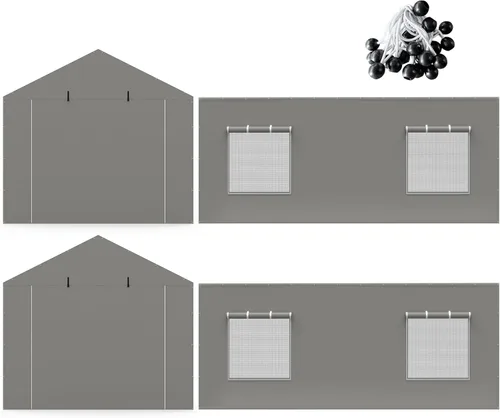 Miniatura 10 de Pared lateral de repuesto para toldo de cochera de 20 x 6.6 pies, se adapta a cochera de 10 x 20, 12 x 20, 20 x 20 pies con ventanas enrollables