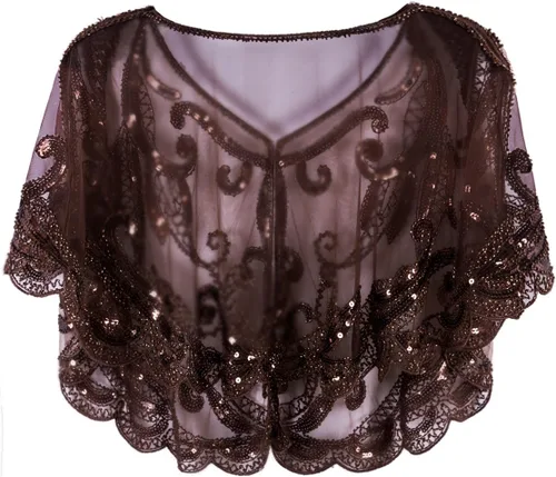 Miniatura 2 de Vijiv Chal vintage de los años 20 para mujer, con lentejuelas y lentejuelas, estilo bolero, cubierta para cubrir la noche
