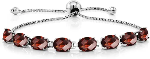 Miniatura 201 de Gem Stone King Pulsera de plata de ley 925 con piedra natal ovalada de 0.276 x 0.197 in para mujer, totalmente ajustable hasta 9 pulgadas