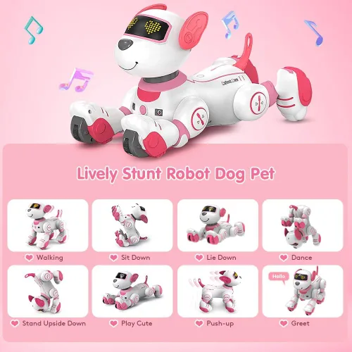 Miniatura 4 de VATOS - Perro robot de control remoto para niños - Perro robot de juguete interactivo con toque y seguimiento, robot perro de 17 funciones, cachorro