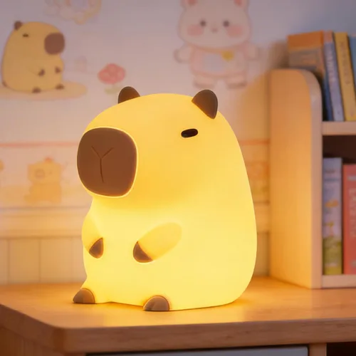 Miniatura 15 de Luz nocturna de silicona de pingüino, bonita lámpara de pingüino rosa con sombrero, luz nocturna de guardería para bebé, recargable/regulable, Bebé