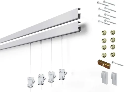 Miniatura 10 de STAS Cliprail Pro - Juego de sistema para colgar fotos, color negro, cubre 4.92 pies de espacio de pared, riel de fotos resistente y kit de galería