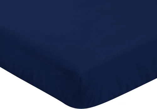 Miniatura 3 de Sweet Jojo Designs Sábana bajera ajustable para cuna para bebé o niño pequeño, color azul marino sólido para colección deportiva de parche de béisbol