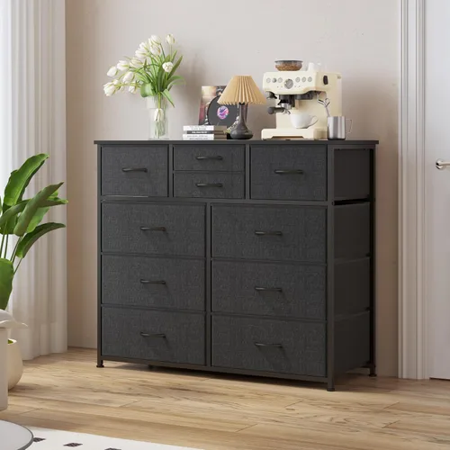 Miniatura 2 de LUMTOK Cómoda de 10 cajones, cómoda de almacenamiento de tela para dormitorio, pasillo, guardería, armarios, marco de acero, parte superior de 10