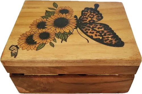 Miniatura 7 de JB&C Premium Caja de joyería pequeña de girasol y mariposa, caja de recuerdo para niñas, mujeres, idea de regalo, adornos para amantes