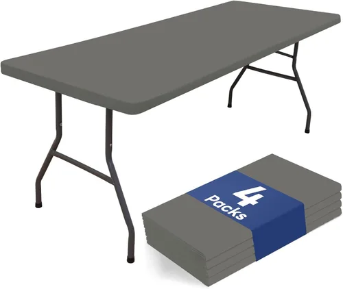 Miniatura 14 de homing Paquete de 4 manteles rectangulares de 4 pies, mantel ajustable de poliéster impermeable, lavable, para picnic, campamento, al aire libre