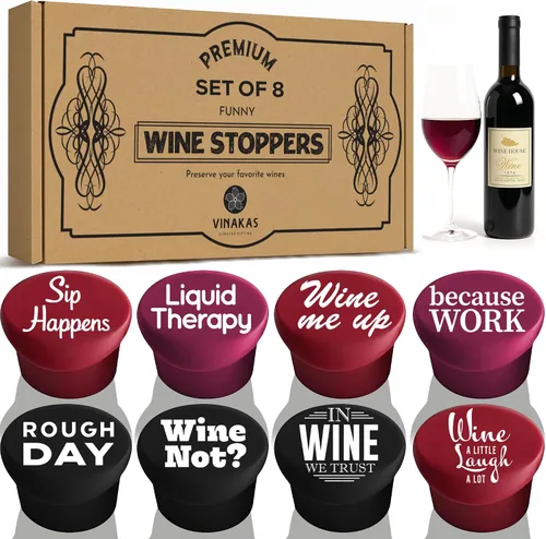 Miniatura 8 de Juego de tapones de silicona para botellas de vino, divertidos tapones de vino, a prueba de derrames y herméticos, regalos únicos para mujeres