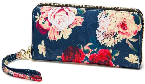 Miniatura 58 de Cartera de mano para mujer, estilo bohemio, con RFID, elegante, espaciosa con correa para viajes, capacidad para tarjetas, teléfono, dinero
