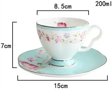 Miniatura 2 de Tazas de café Juego de platillos de taza de té de la flor de la taza del té de la porcelana de la crema del cuenco del azúcar taza del café