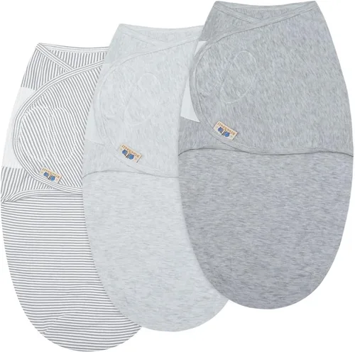 BlueSnail Mantas ultra suaves para recién nacidos, fáciles de envolver, manta ajustable de algodón para bebé (0-3 meses, 8-13 libras, juego gris)