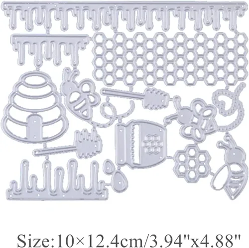 Miniatura 2 de hinana Honey Bee Hive - Marco de metal troquelado, plantillas de corte de abeja de miel para manualidades, álbumes de recortes, fotos, troqueles