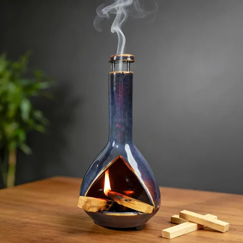 Miniatura 12 de MOUGIGI Soporte de cerámica prémium para palosanto y cuenco para difuminar, mini chiminea, quemador multiusos para palitos de salvia, conos
