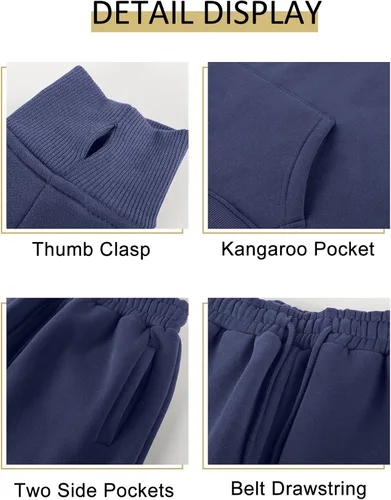 Miniatura 66 de Kissonic Conjunto deportivo de forro polar para mujer, 2 piezas, sudadera con capucha y pantalones deportivos