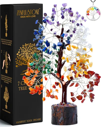 Miniatura 18 de Árbol de cristal de 7 chakras, árbol curativo de piedras preciosas para energía positiva, decoración de árbol de cristal para oficina en casa, árbol