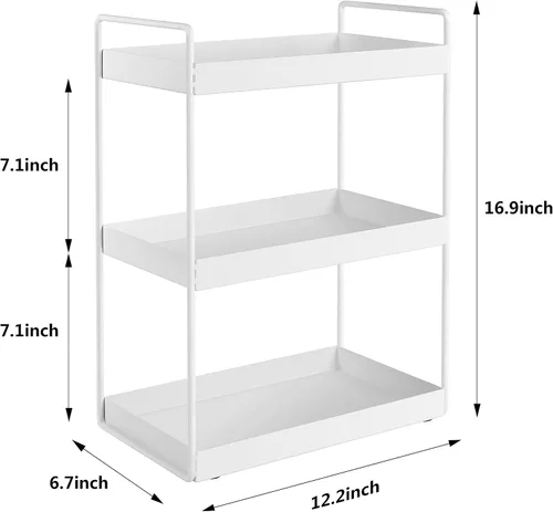 Miniatura 8 de Organizador de encimera de baño, bandeja de tocador para cosméticos y maquillaje, estante de especias de cocina, estante de pie, 3 niveles