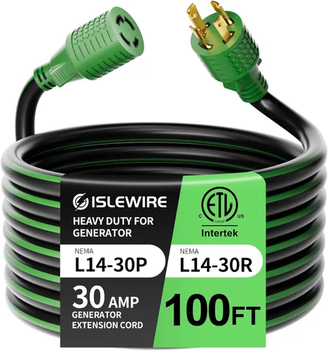 Miniatura 9 de Cable de extensión generador de 4 clavijas de 30 amperios de 10 pies, NEMA L14-30P/L14-30R, 125/250 voltios hasta 7500 vatios, cable de alimentación